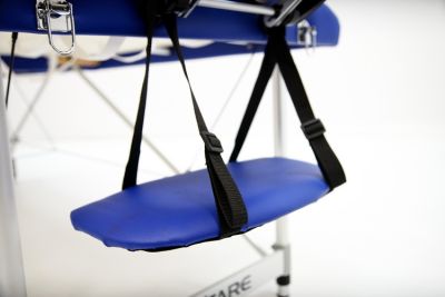 Стол массажный алюминий, 3-х секционный, синий MET Comfort A3