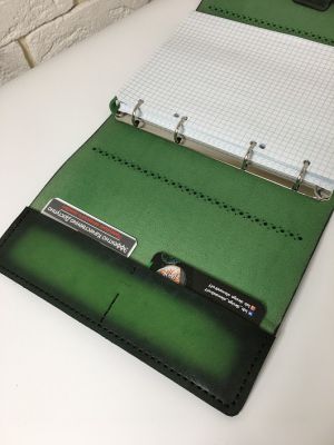 Блокнот а5 (ручная работа, натуральная кожа), зеленый