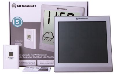 Метеостанция (настенные часы) Bresser (Брессер) TemeoTrend JC LCD с радиоуправлением, серебристая