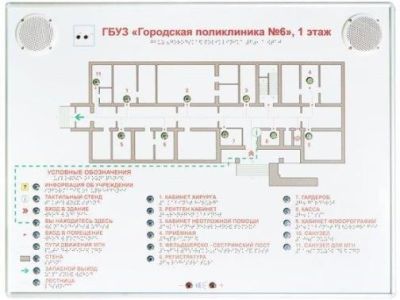 Тактильно-звуковая мнемосхема 920х1220 в комплекте с вертикальной стойкой арт. ИА27035